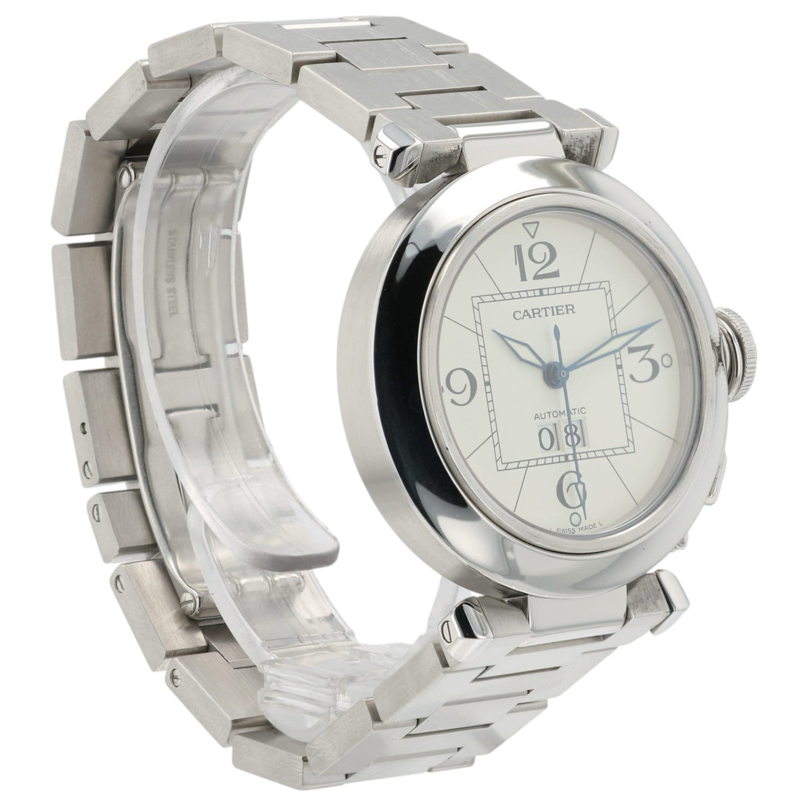 Cartier Pasha White Dial Stainless Steel 35mm Automatic Men’s Watch 2475