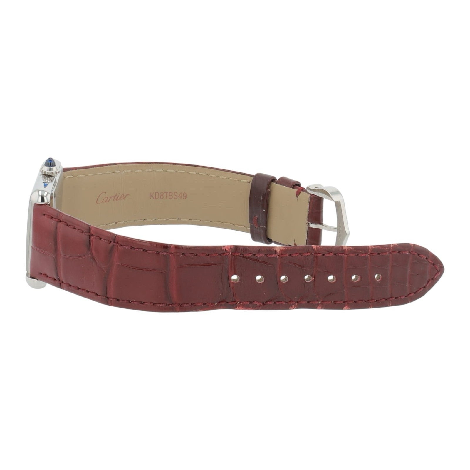 Cartier Tank Stainless Steel Red Dial 25mm Quartz Men's Watch WSTA0054
