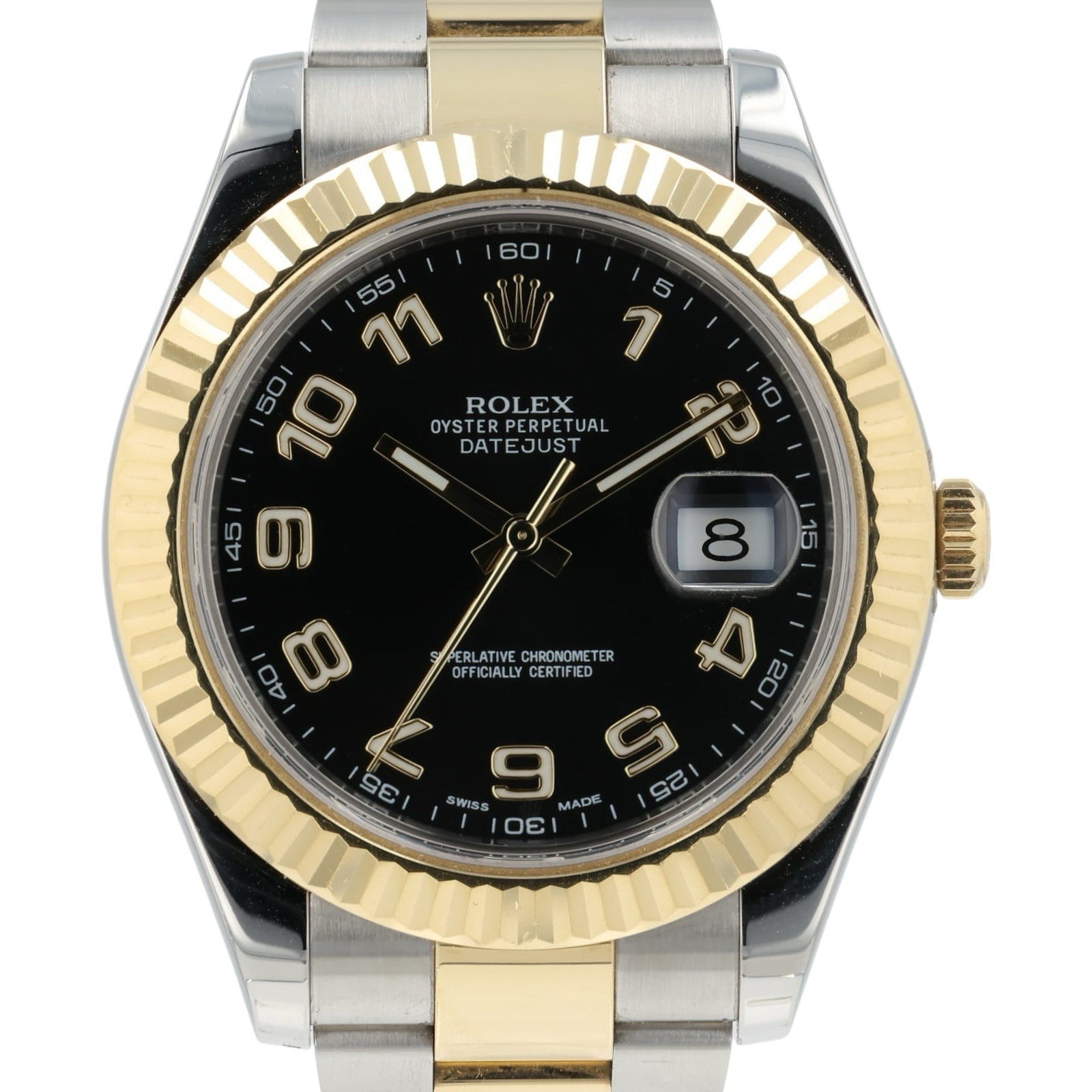 Rolex Datejust Two-Tone Black Dial Gold & Steel 41mm Automatic Mens Watch 116333