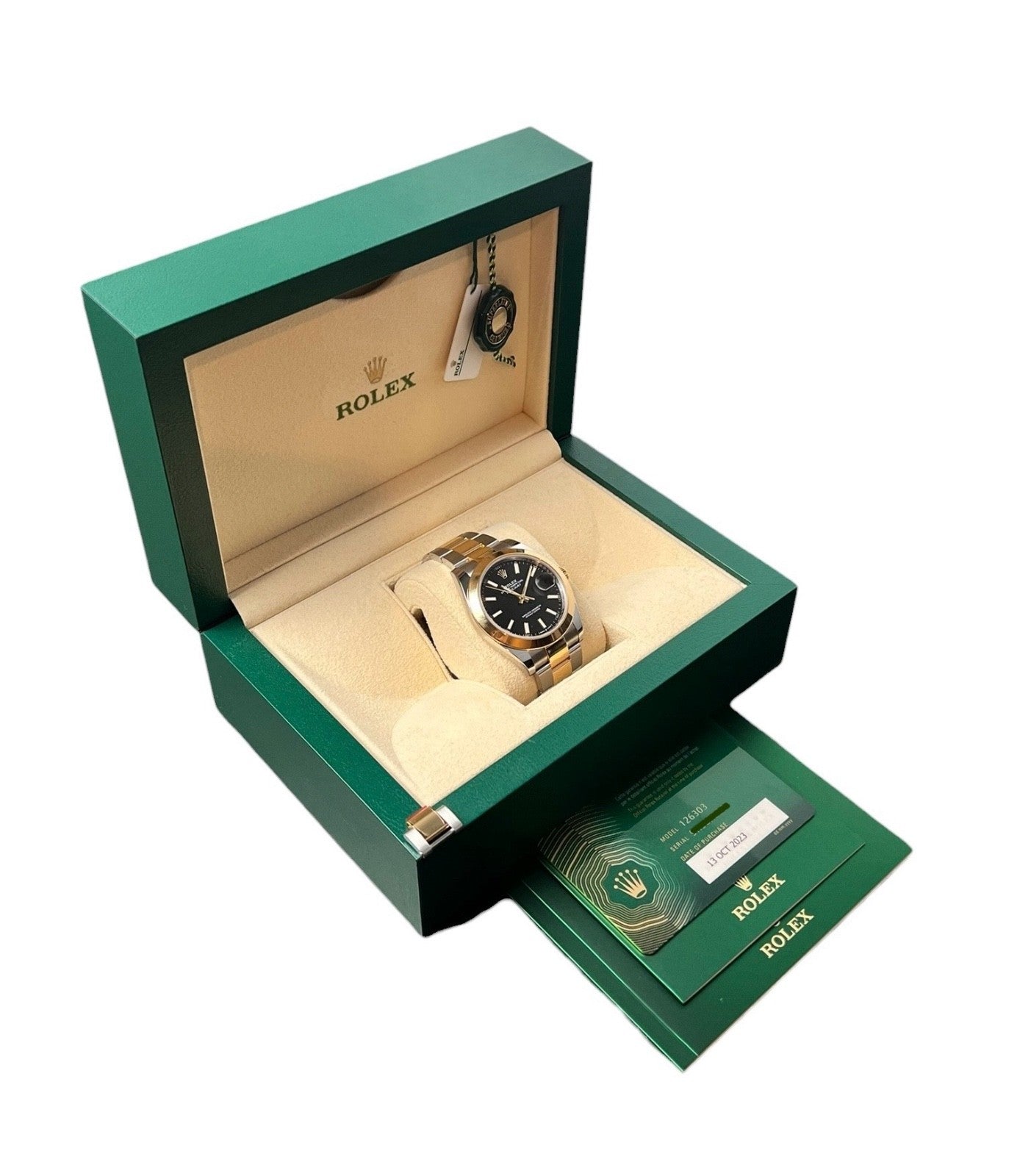 Rolex Datejust Two Tone Black Dial Gold & Steel 41mm Automatic Mens Watch 126303