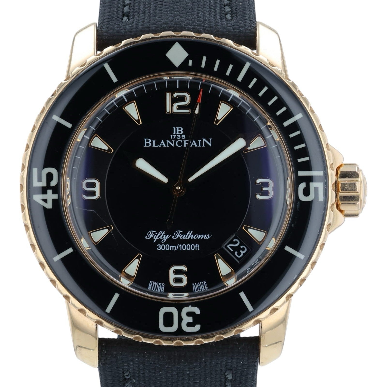 Blancpain Fifty Fathoms Black Dial 18k Rose Gold 45mm Automatic 5015-3630-52