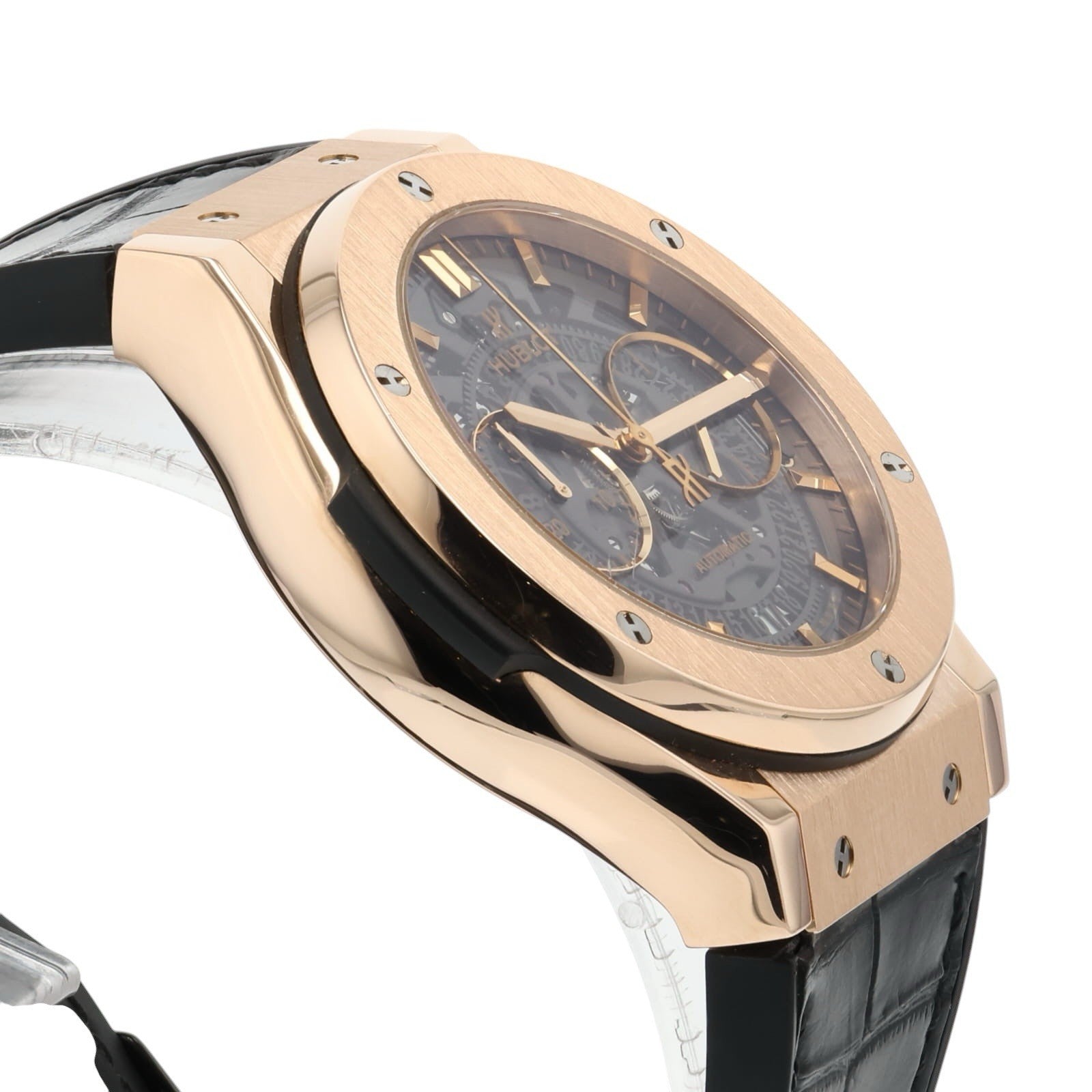 Hublot Classic Fusion 18k Rose Gold Black Dial 45mm Auto Mens 525.OX.0180.LR