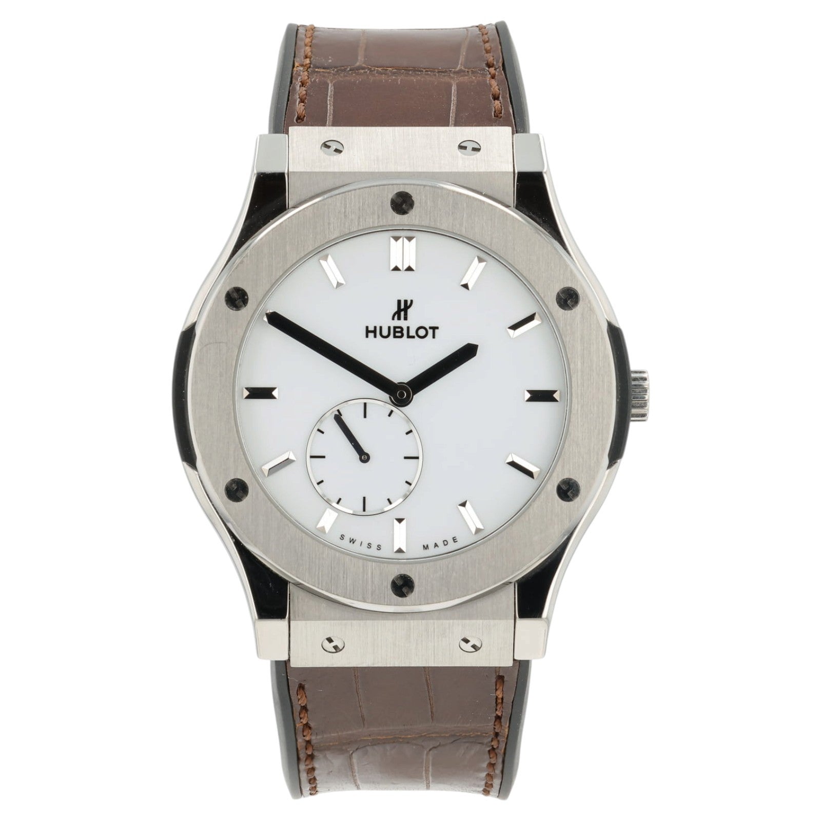 Hublot Classic Fusion White Dial Titanium 45mm Manual Wind Mens 515.NX.2210.LR