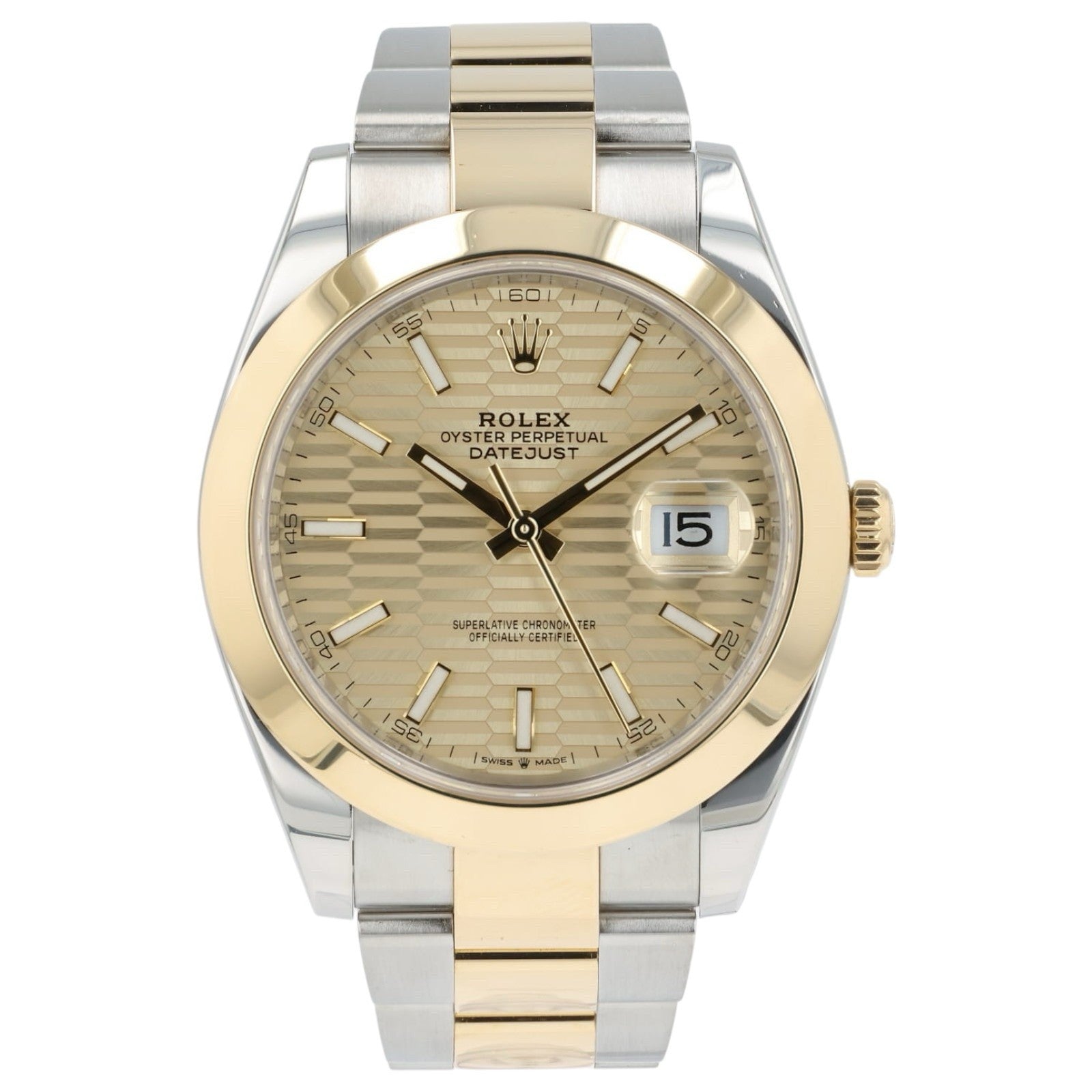 Rolex Datejust Champagne Motif Dial 18k Yellow Gold & Steel 41mm Mens 126303