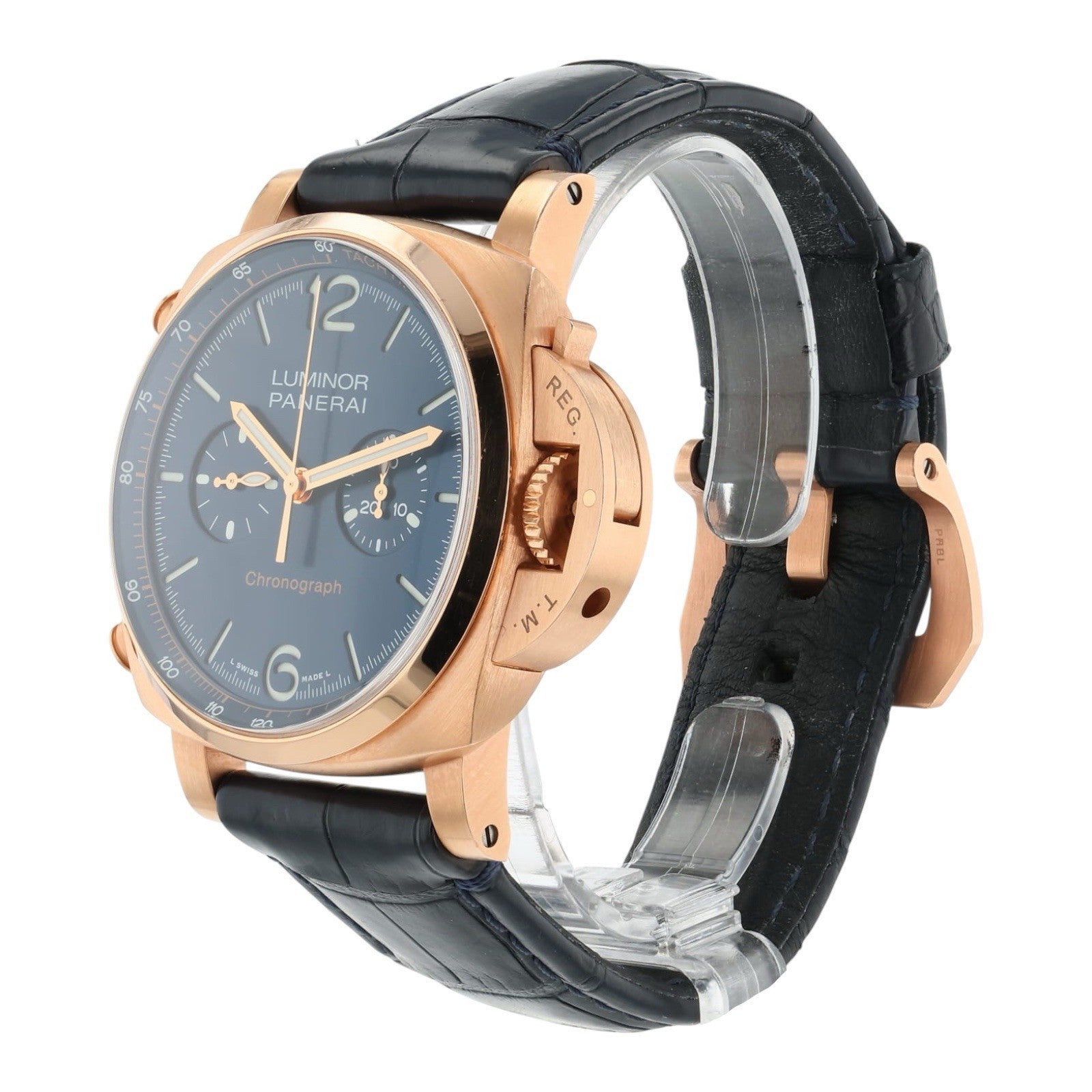 Panerai Luminor Goldtech 18k Rose Gold Blue Dial 44mm Automatic Mens PAM01111