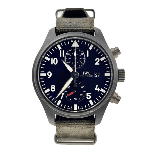 IWC Pilot Automatic Ceramic Watch Chronograph Top Gun IW389001 Box And Papers