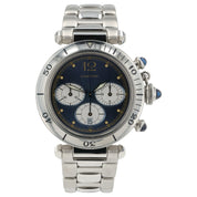 Cartier Pasha Chrono Blue Dial Stainless Steel 38mm Quartz Movement W3100355