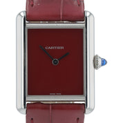 Cartier Tank Stainless Steel Red Dial 25mm Quartz Men's Watch WSTA0054