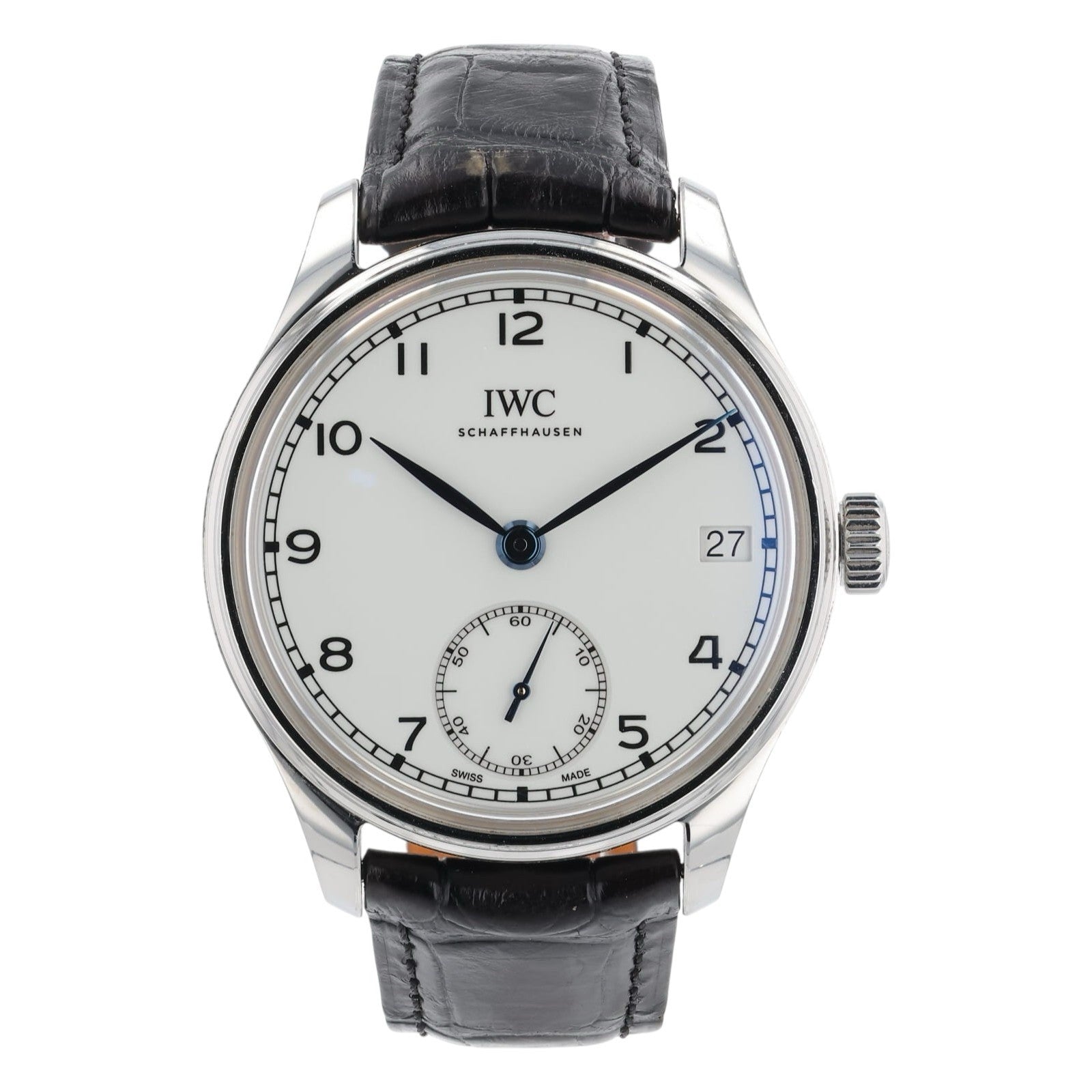 IWC Portuguese 8 Days Steel White Dial 43mm Manual Wind Mens Watch IW510212