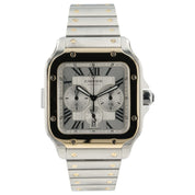 Cartier Santos Chronograph Silver Dial Gold & Steel 43mm Automatic Mens W2SA0008
