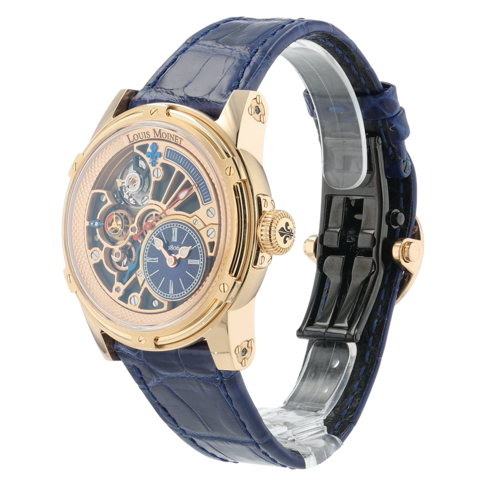 Louis Moinet Tempograph 18k Rose Gold Blue Dial 44mm Automatic Mens 50.550.20