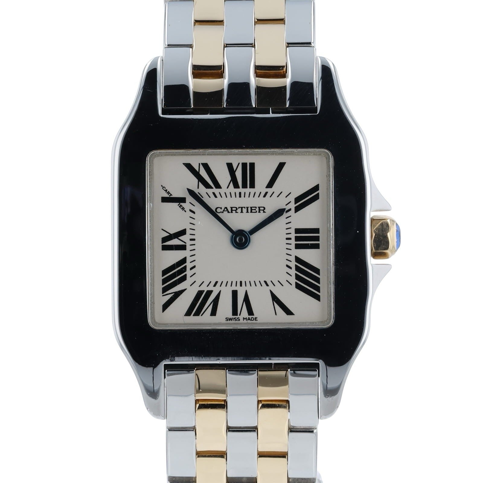 Cartier Santos Demoiselle Silver Dial Gold & Steel 27mm Quartz Women's W25067Z6