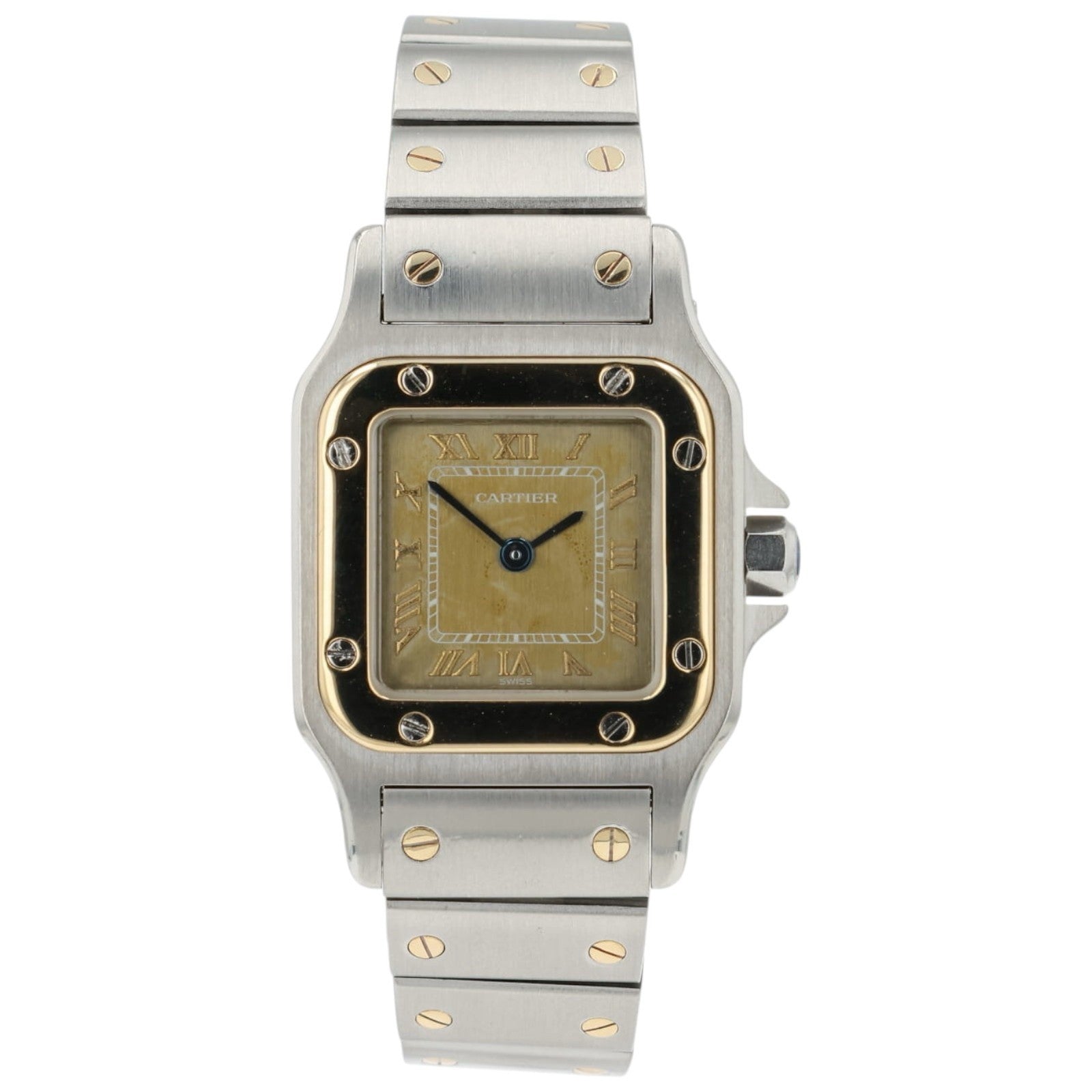 Cartier Santos Galbee Gold Dial Steel And Gold 24mm Quartz Women's Watch 1567