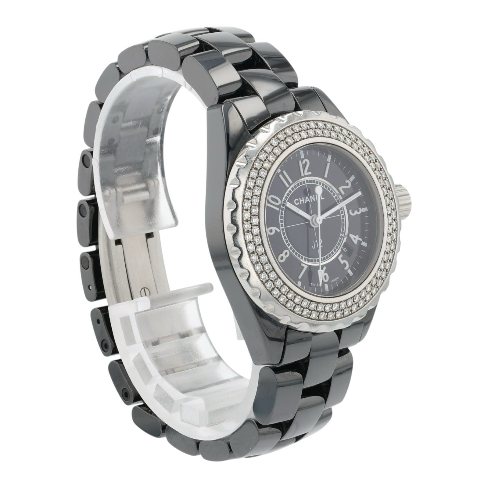 Chanel J12 Ceramic Black Dial 33mm Quartz Women's Factory Diamond Watch H0949