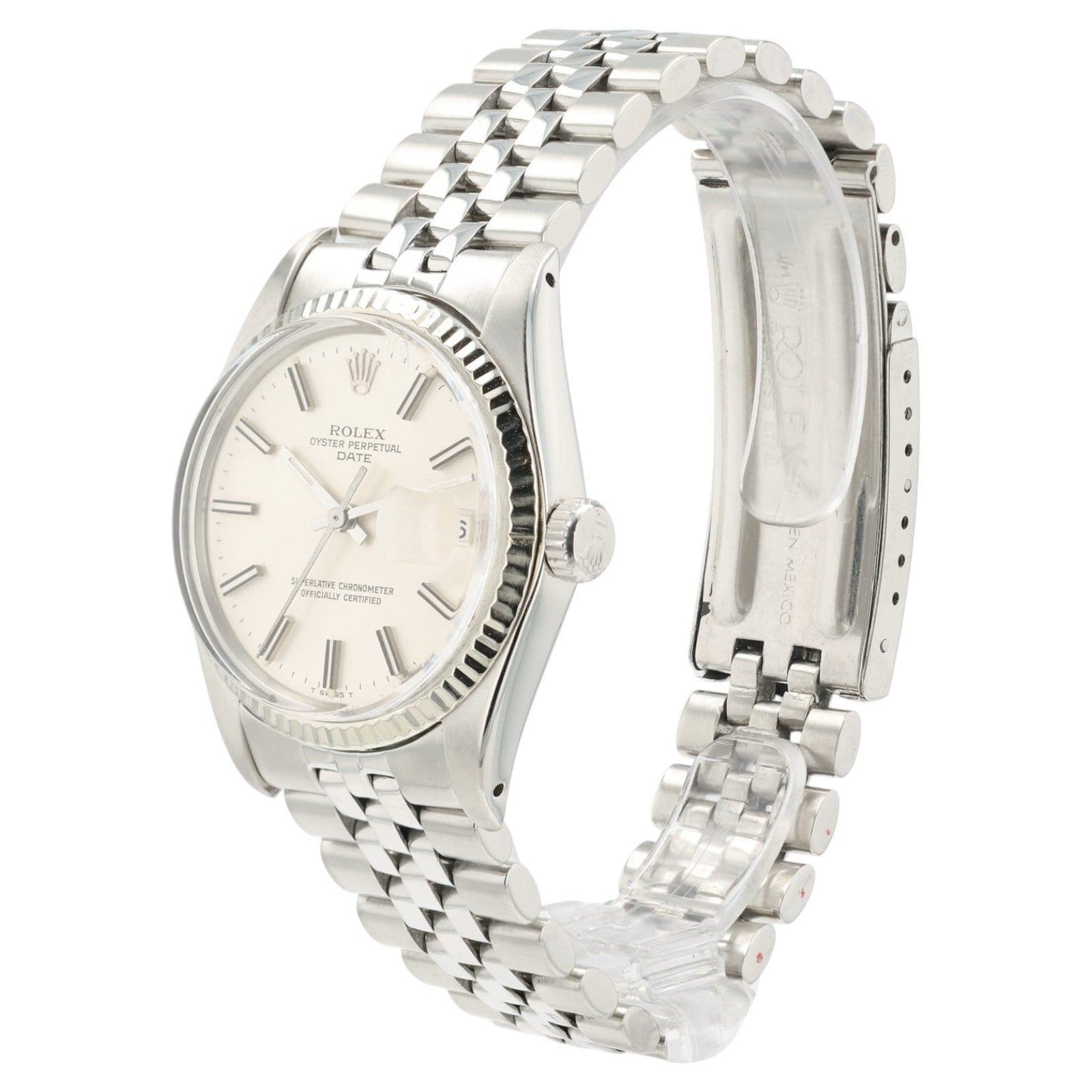 Rolex Date Silver Dial Stainless Steel 34mm Automatic Movement Mens Watch 1500