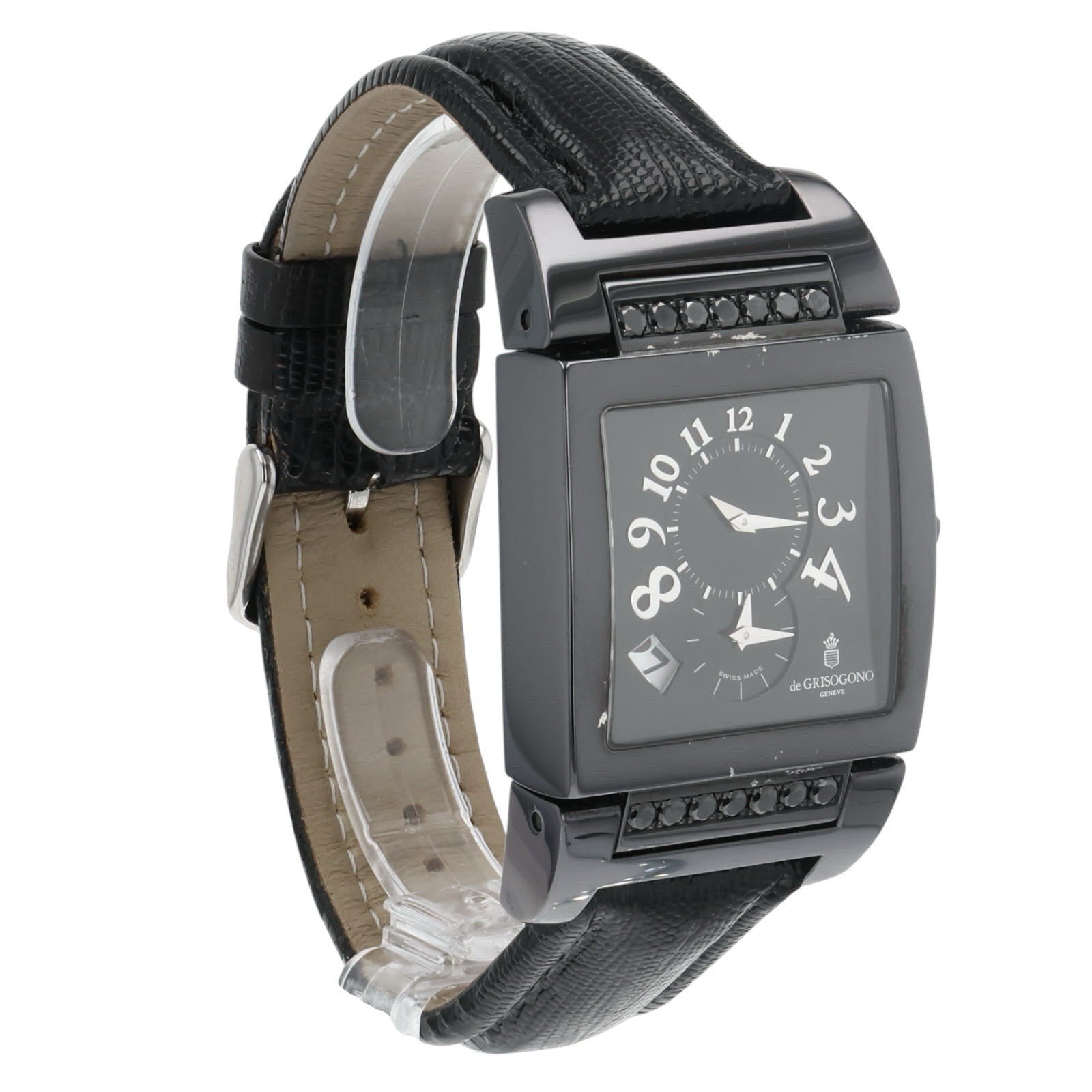 De Grisogono Uno Dual Time Steel Black Dial 33mm Automatic Unisex 861/1300-3