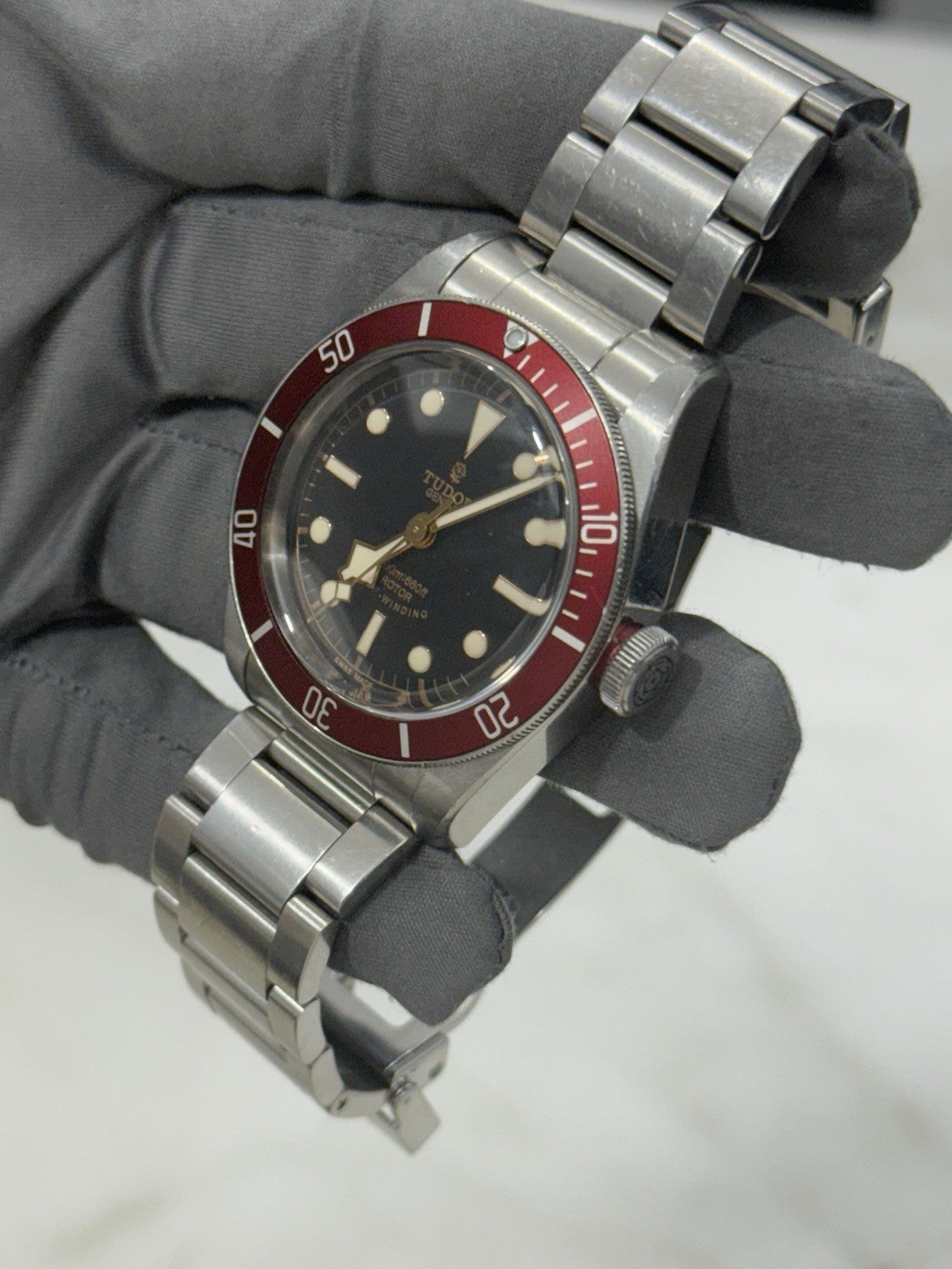 Tudor Black Bay Smiley Stainless Steel Red 41mm Automatic Watch 79220R
