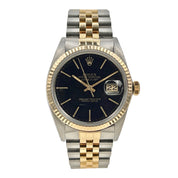 Rolex Datejust Steel & Gold Black 36mm Automatic Men’s Watch 16013 - Box/Papers