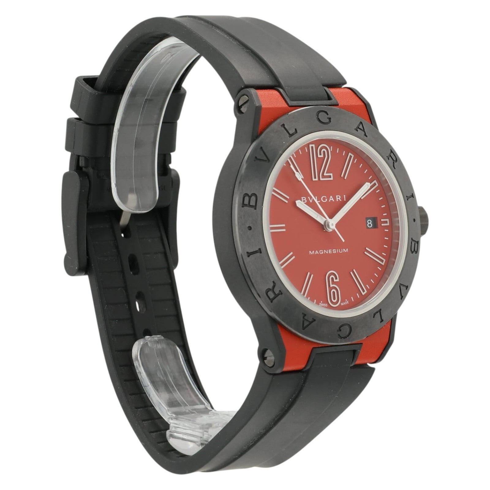 Bvlgari Diagono Magnesium Red Dial Steel 41mm Automatic Men’s Watch DG 41 SMC