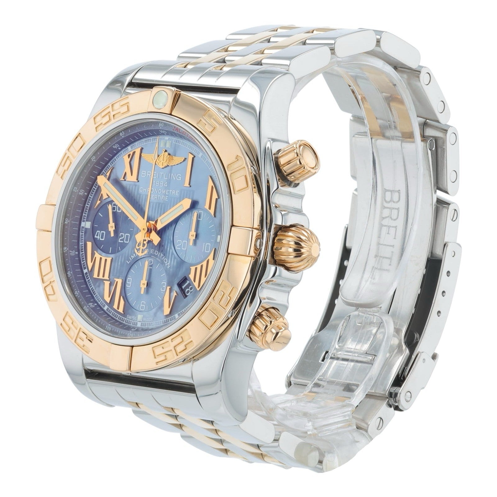 Breitling Chronomat 18k Rose Gold & Steel MOP Dial 44mm Automatic Men’s CB0110