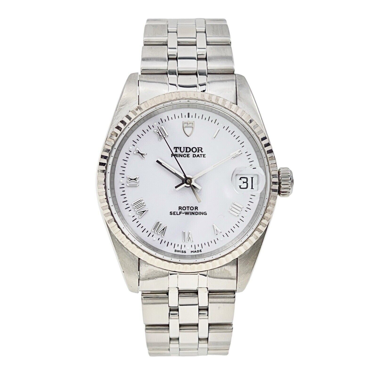 Tudor Prince Date Stainless Steel White 31mm Automatic Men’s Watch 72034