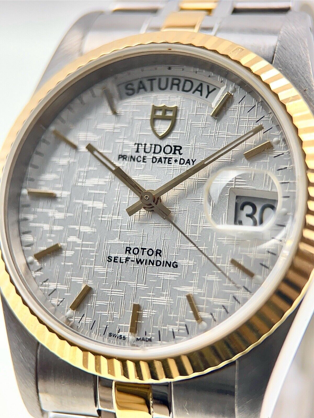 Tudor Prince Date Day Two Tone 36mm Linen Dial Automatic Men’s Watch 76213