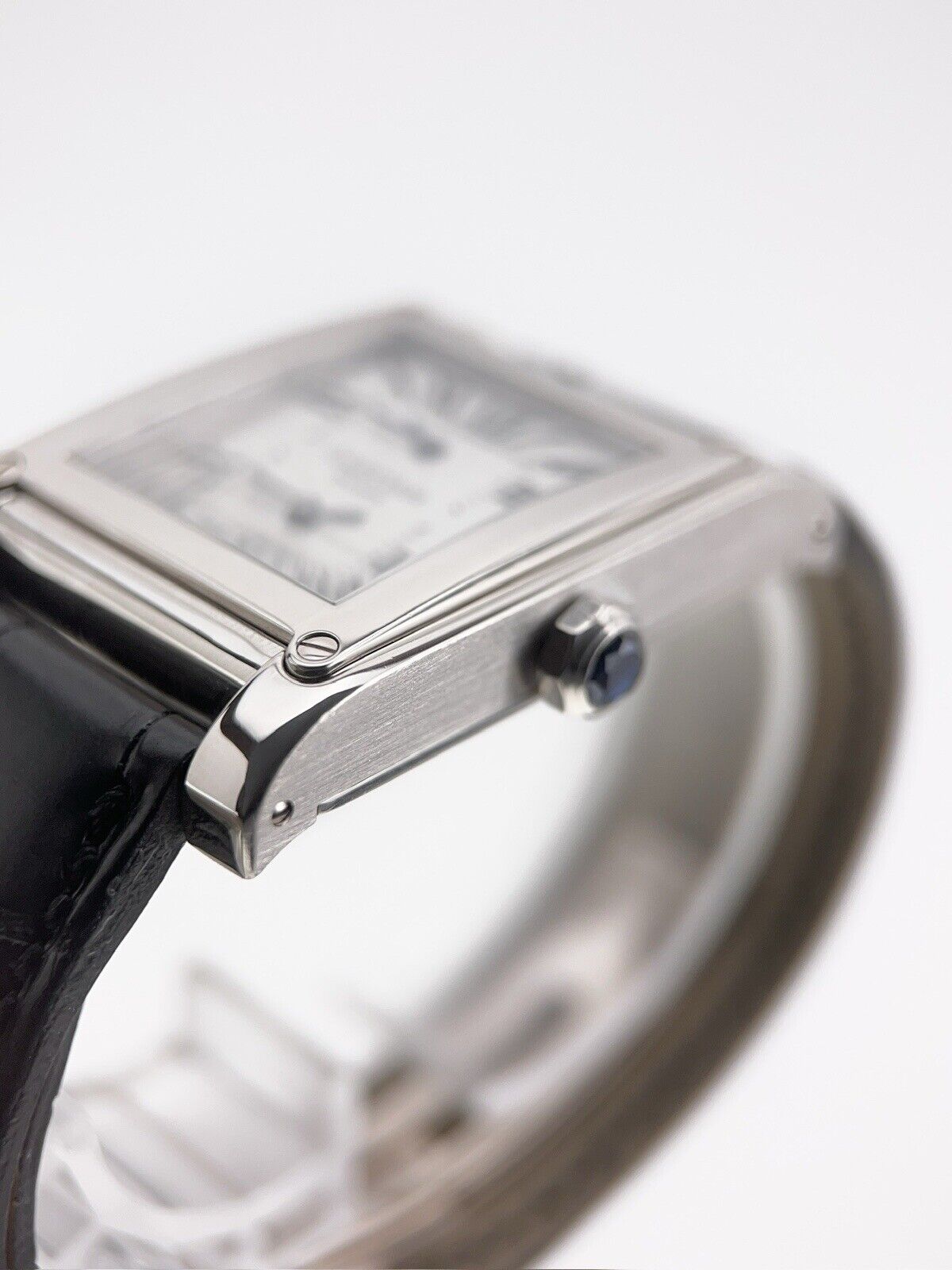 Cartier Tank Vis Dual Time Paris CPCP 18k White Gold Mens Watch 2552