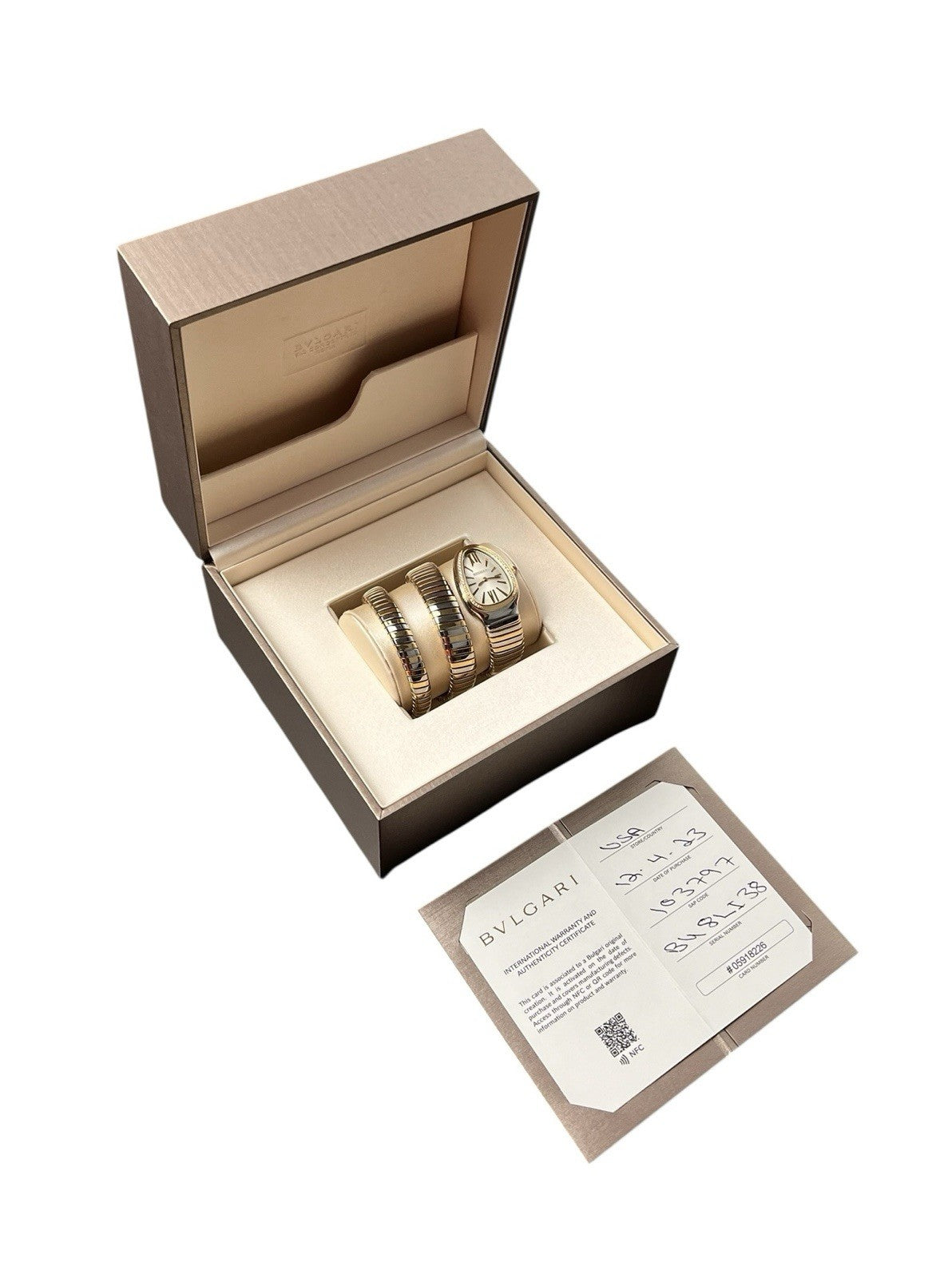 Bvgari Serpenti Tubogas Silver Color Dial Gold & Steel 35mm Quartz Womens 103797