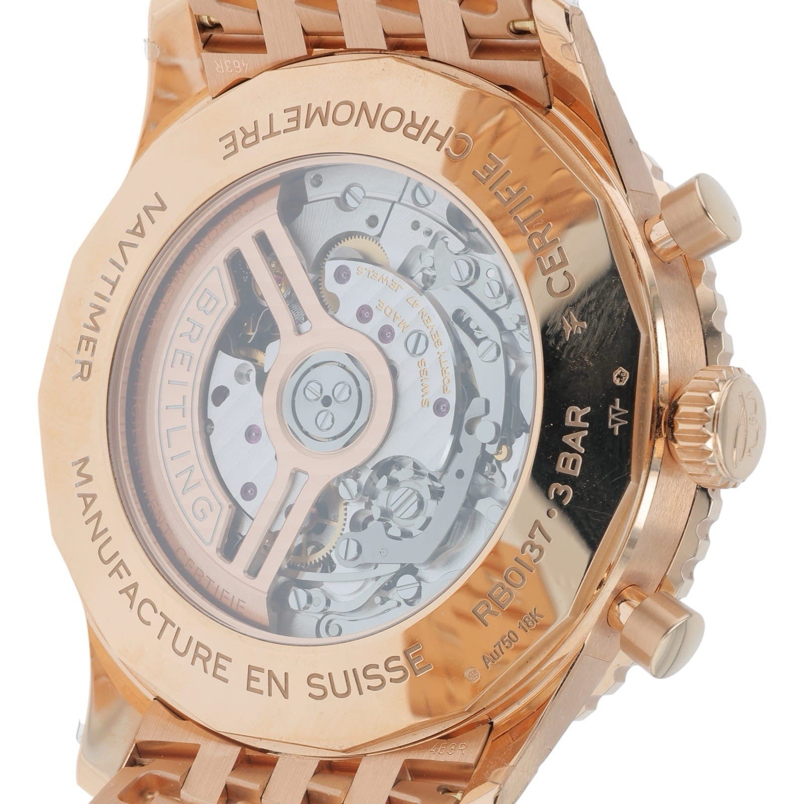 Breitling Navitimer 18k Rose Gold 46mm Silver Dial Automatic Men’s Watch RB0137