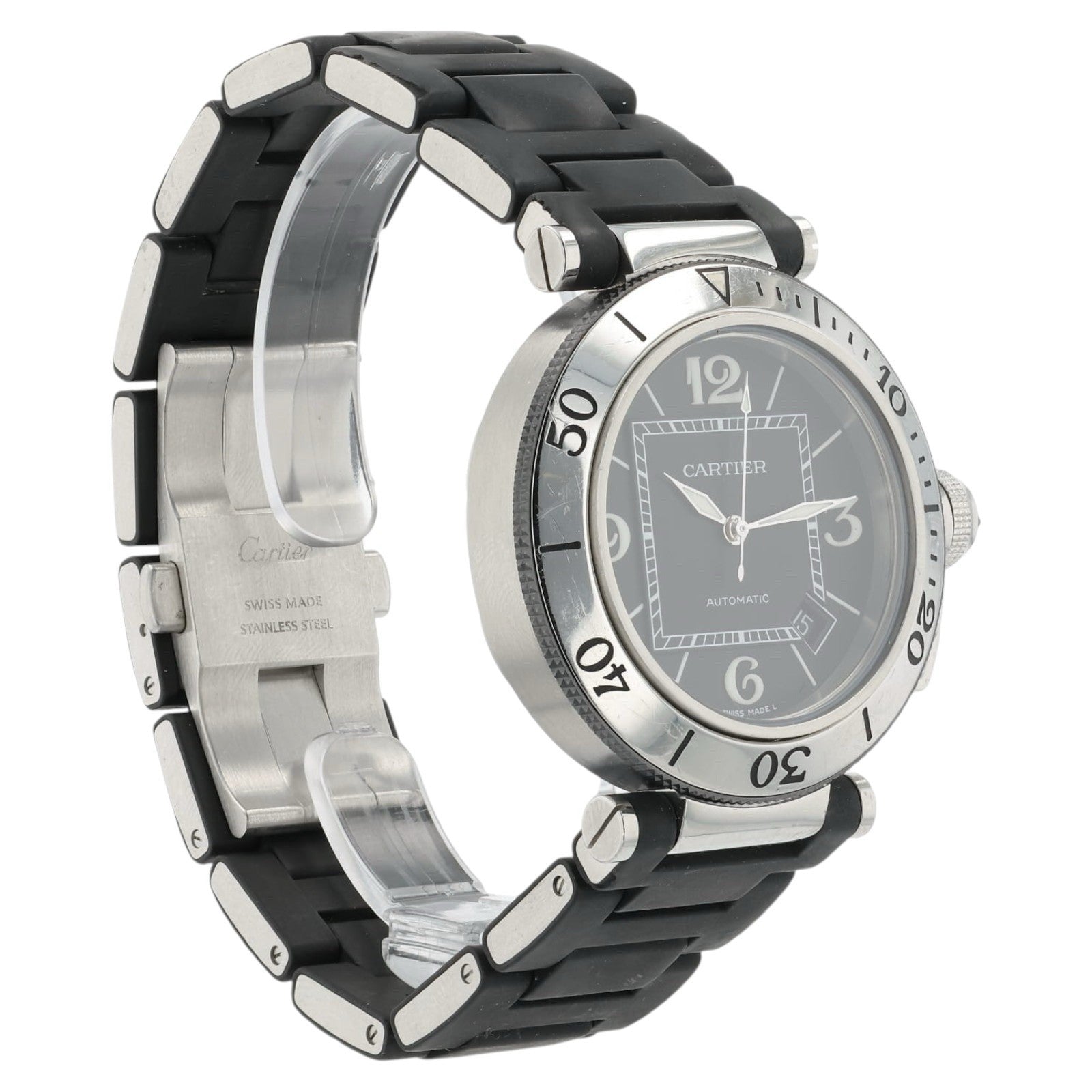 Cartier Pasha Seatimer Black Dial Stainless Steel 40.5mm Automatic Mens W31077U2