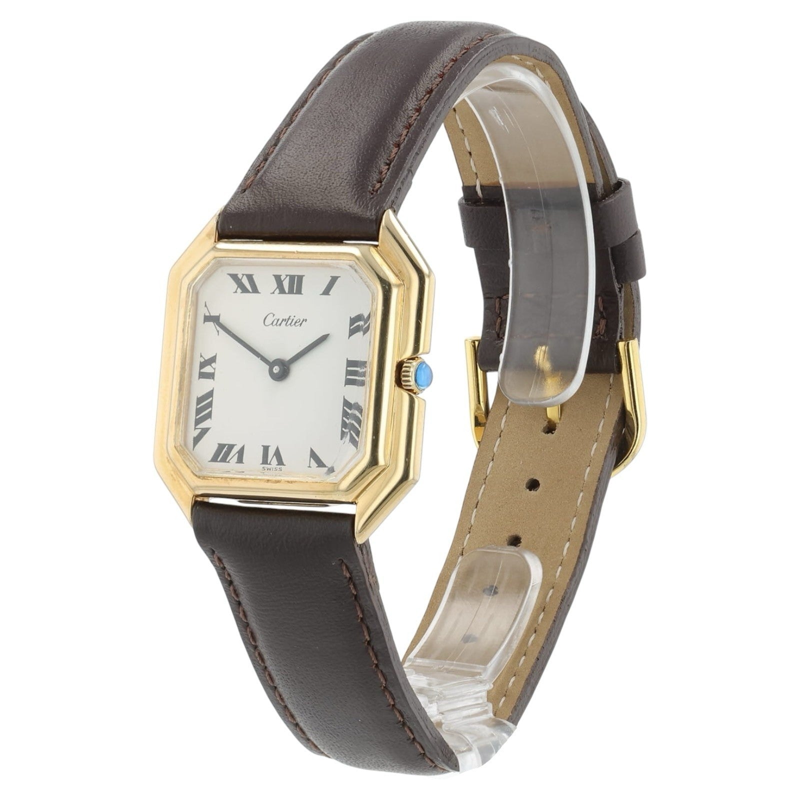 Cartier Cienture Steel-Gold Plated White Dial 30x32mm Manual Wind Unisex Watch