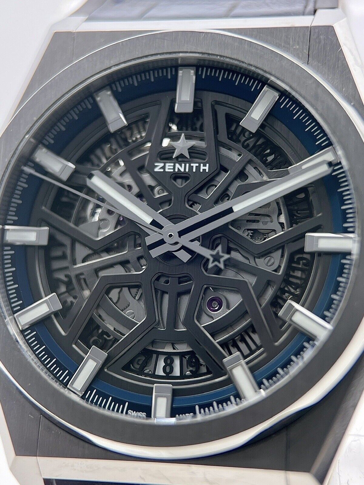 Zenith Defy Classic Auto Titanium Mens Blue  Watch Date 95.9000.670 Box & Papers