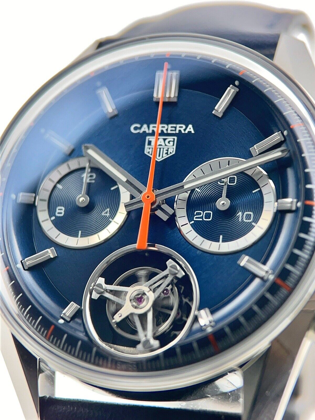 2024 TAG Heuer Carrera Chronograph Tourbillon Blue 42mm Watch CBS5010 - B/P