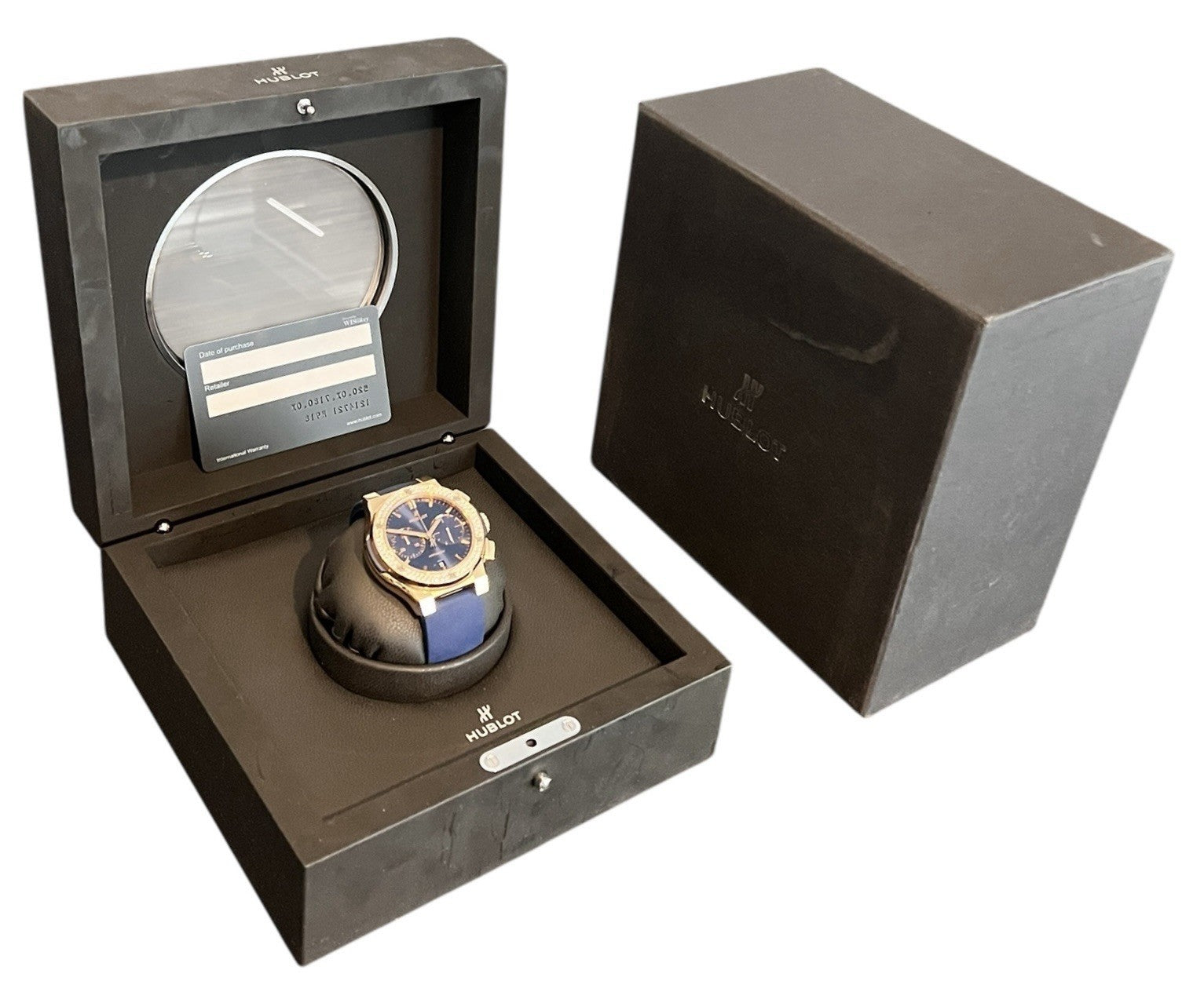 Hublot Classic Fusion 18k Rose Gold Blue Dial 45mm Automatic Mens 520.OX.7180.OX