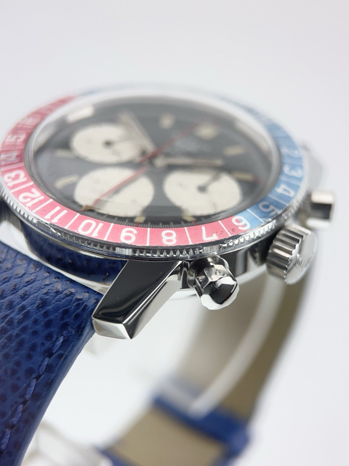Heuer Autavia Pepsi Stainless Steel Black Dial 40mm Manual Wind Men's Watch 2446