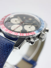 Heuer Autavia Pepsi Stainless Steel Black Dial 40mm Manual Wind Men's Watch 2446