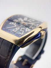 Franck Muller Vanguard 18k Rose Gold Blue Dial 45mm Automatic Mens Watch V45