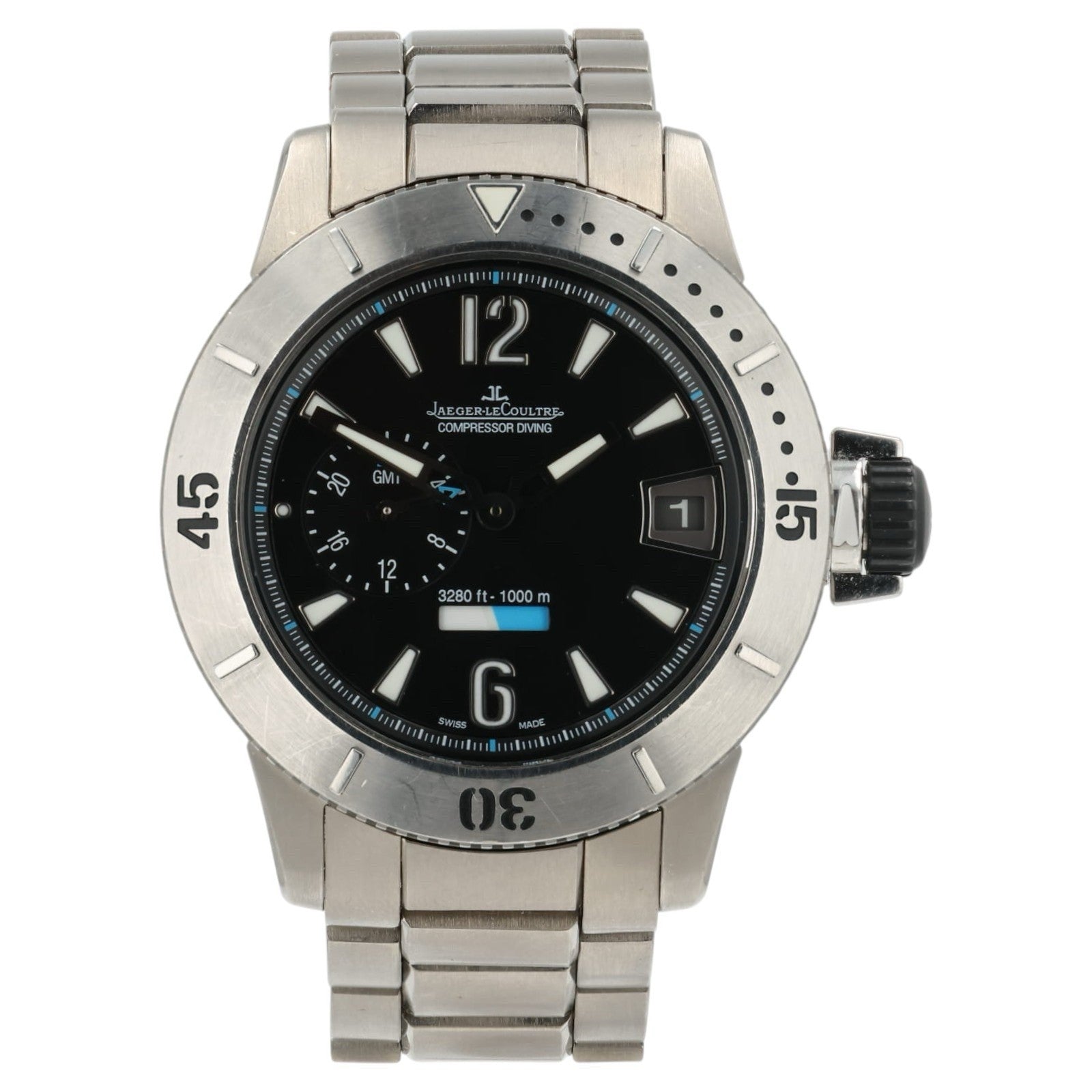 LeCoultre Master Compressor Black Dial Titanium 44mm Auto Men’s Watch Q187T770