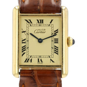 Cartier Must De Tank Ivory Roman Dial Vermeil 23x30mm Quartz Unisex Watch 590005