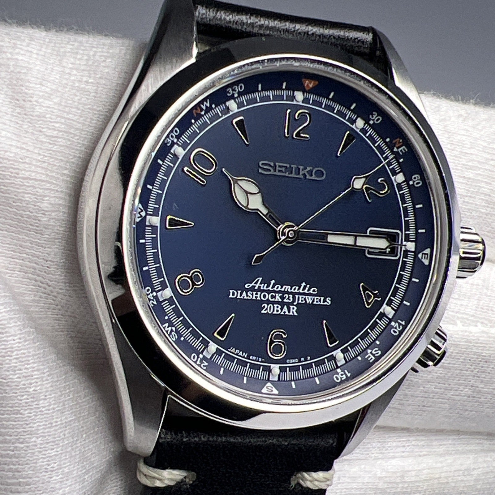 Seiko 39mm Steel Limited Edition Blue Alpinist SPB089 Automatic Date Watch B & P