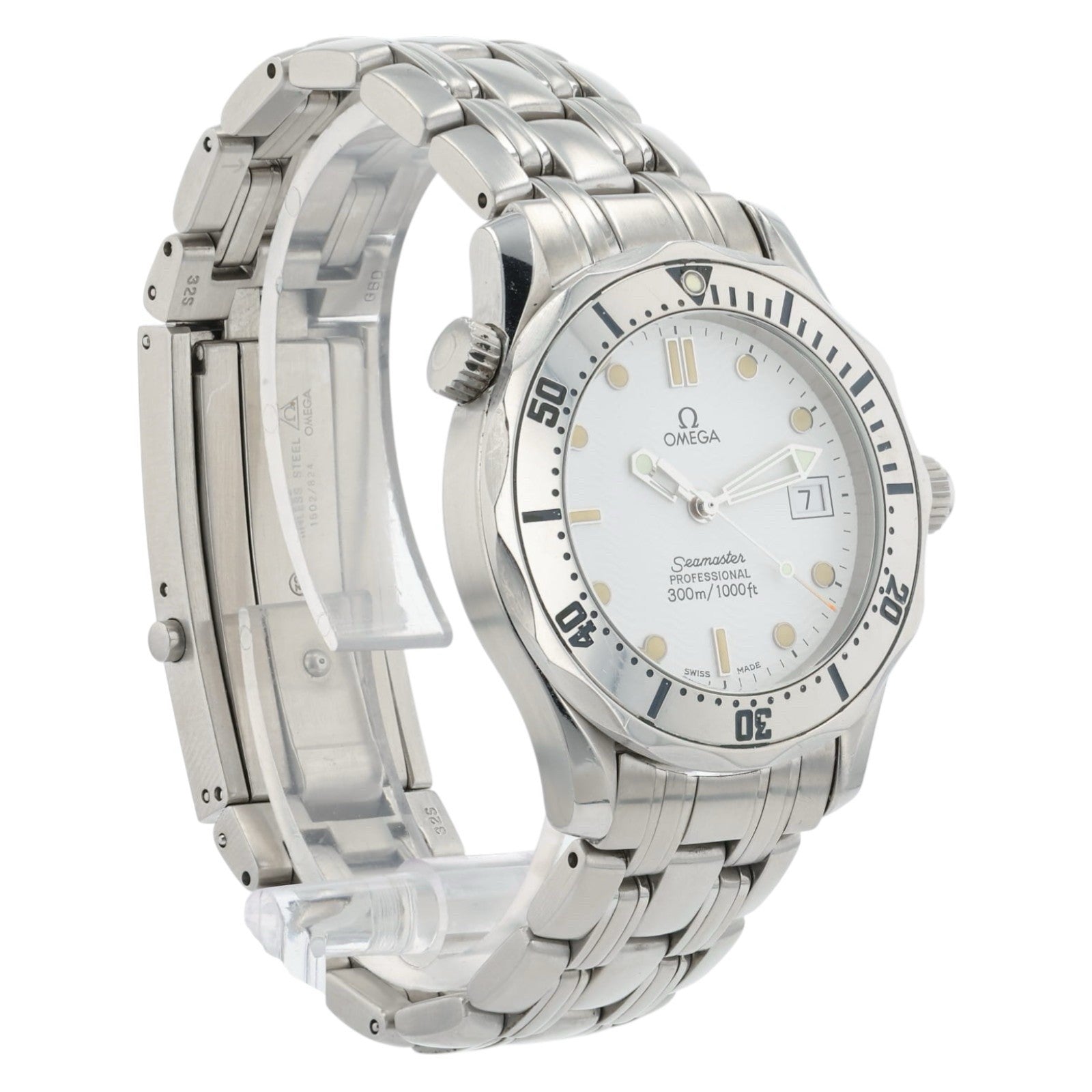 Omega Seamaster 300 White Dial Stainless Steel 36mm Quartz Mens Watch 2562.20