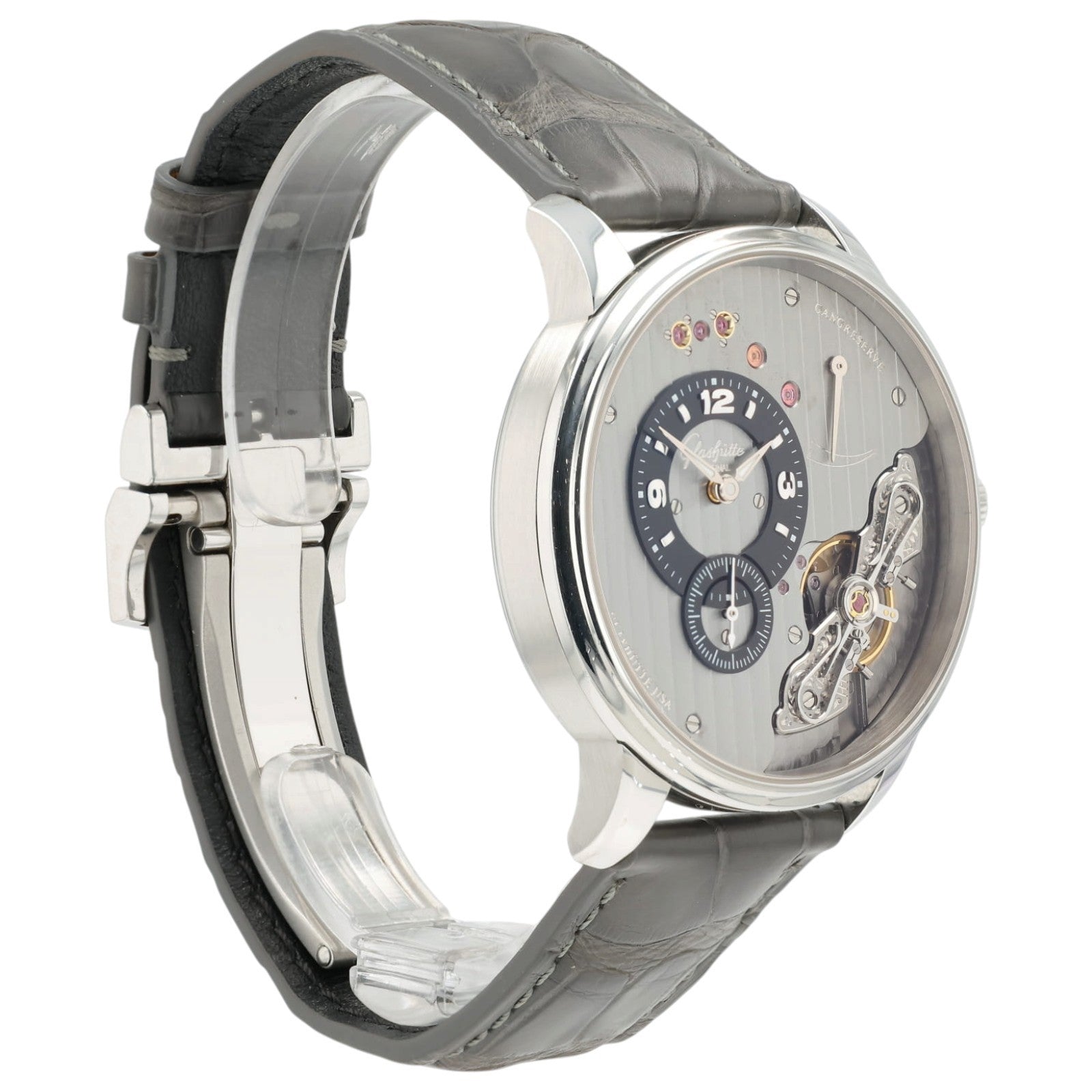 Glashutte PanoInverse XL Gray Dial Stainless Steel 42mm Manual 1-66-06-04-22-05