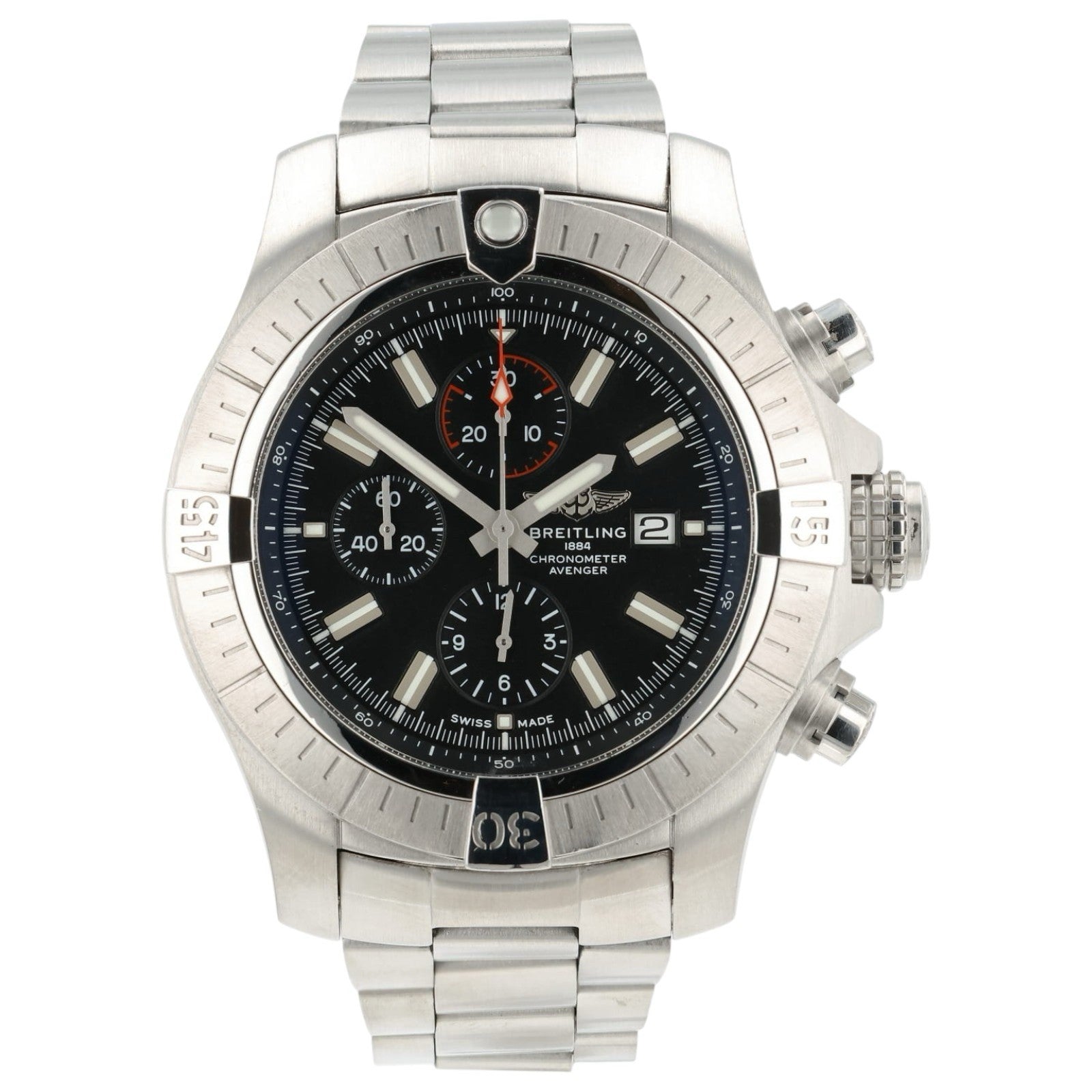 Breitling Super Avenger Black Dial Stainless Steel 48mm Automatic Men’s A13375