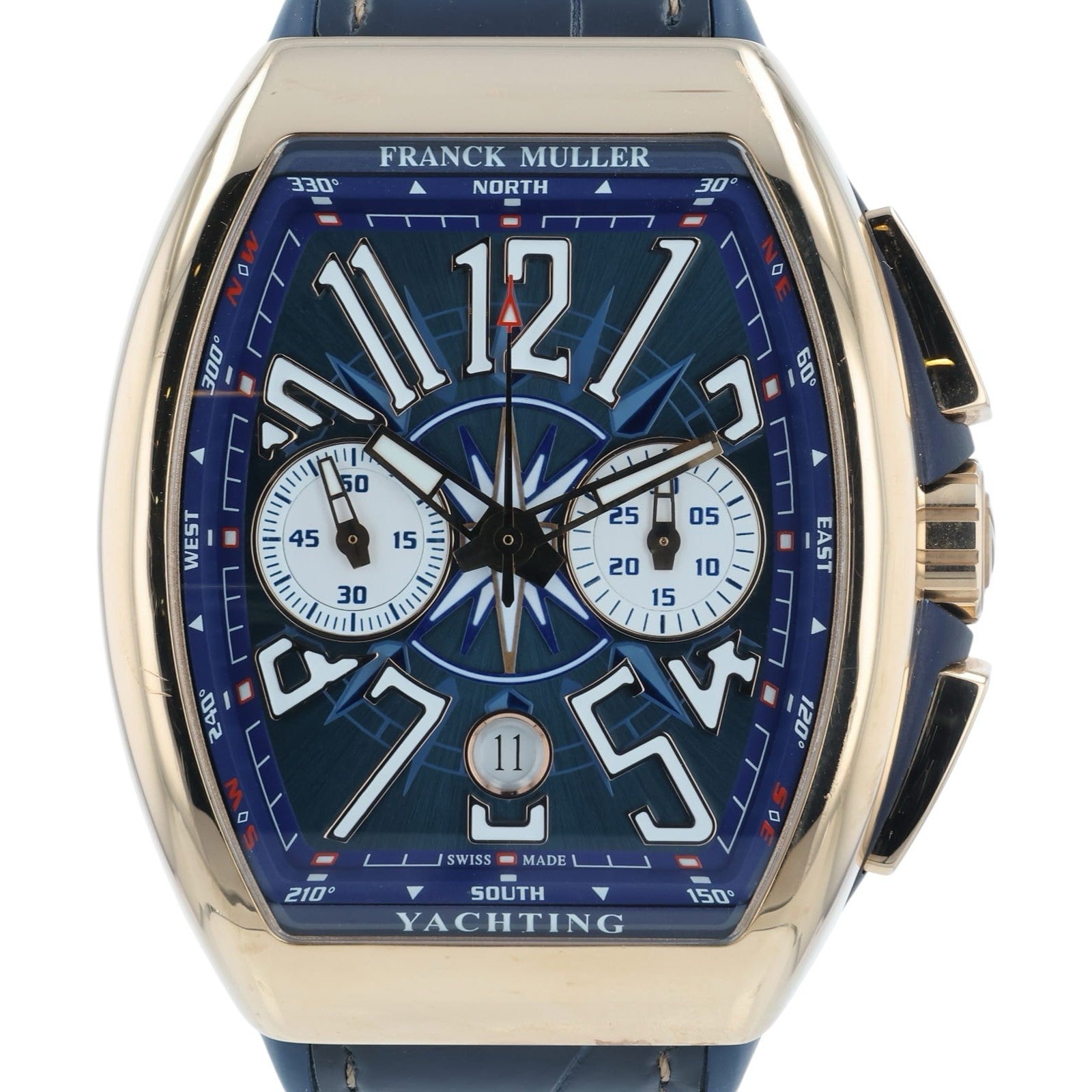 Franck Muller Vanguard Yachting 18k Rose Gold Blue Dial 45mm Automatic Watch