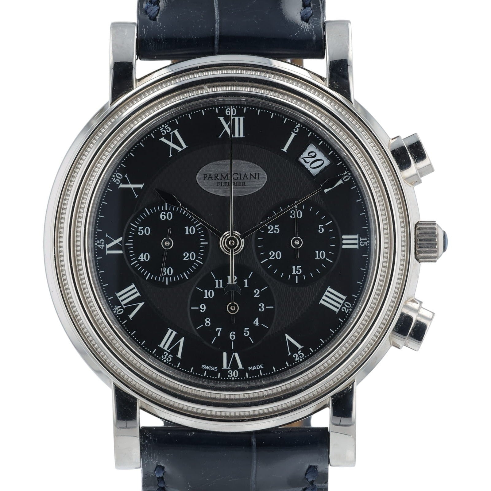 Parmigiani Fleurier Toric 18k White Gold Black Dial 40mm Automatic Mens Watch