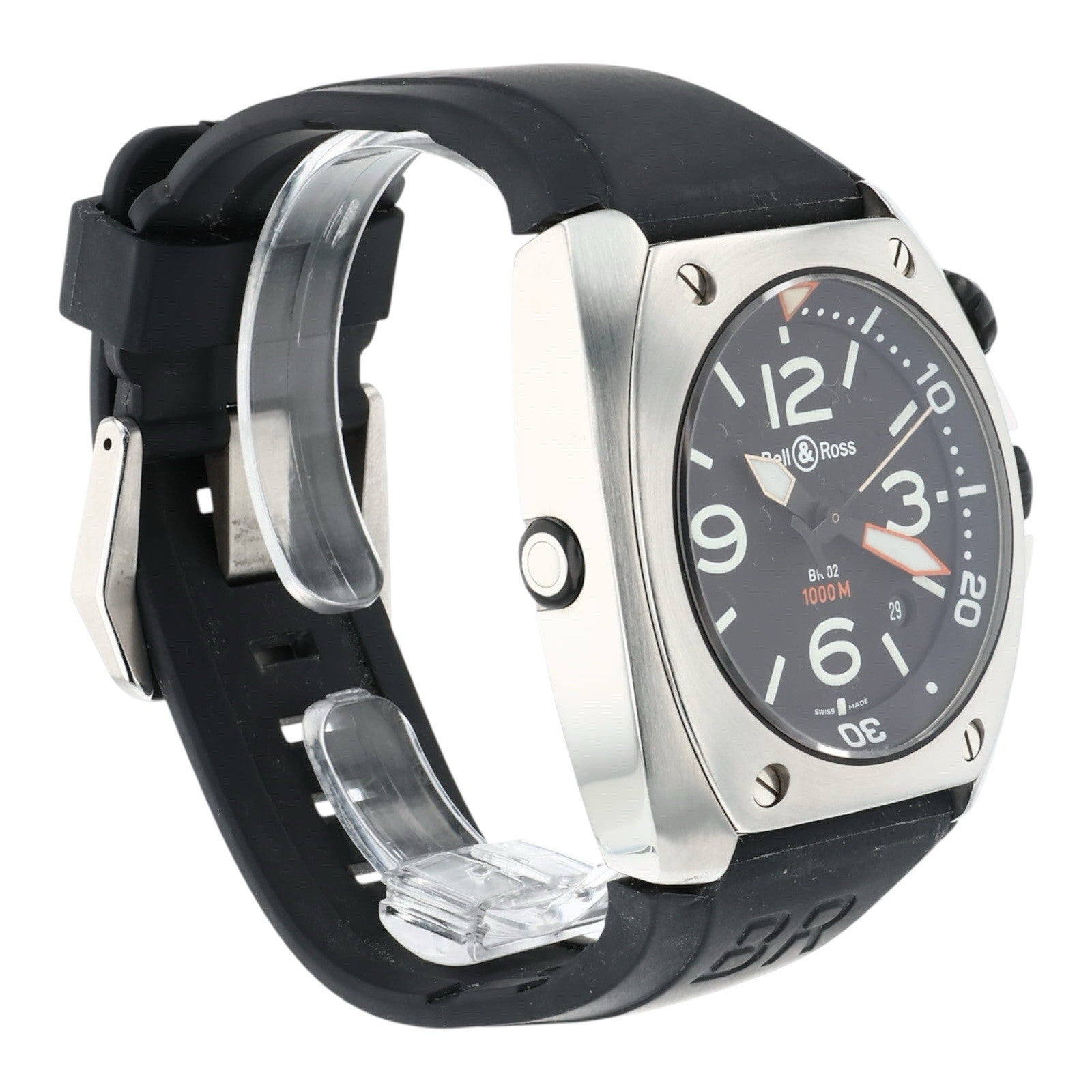 Bell & Ross BR 02 Stainless Steel Black Dial 44mm Automatic Mens Watch BR02-20-S