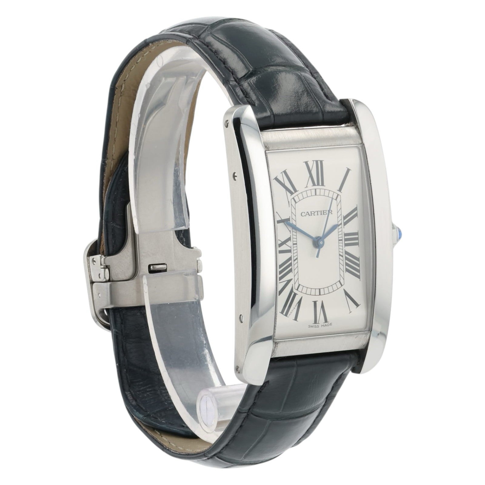 Cartier Tank Americaine Silver Dial Stainless Steel 26mm Auto Watch WSTA0018