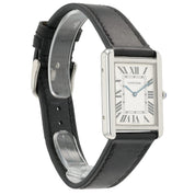Cartier Tank Solo Silver Dial Stainless Steel 27x34mm Quartz Mens Watch W1018355