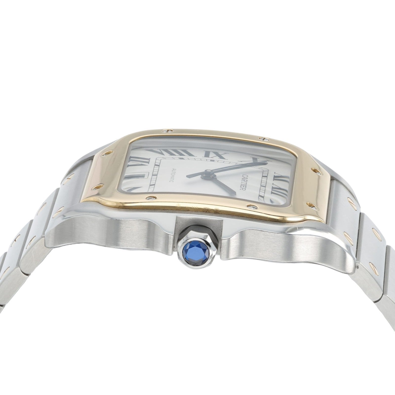 Cartier Santos Silver Dial Steel and 18k Gold 39.8mm Auto Men's Watch W2SA0006