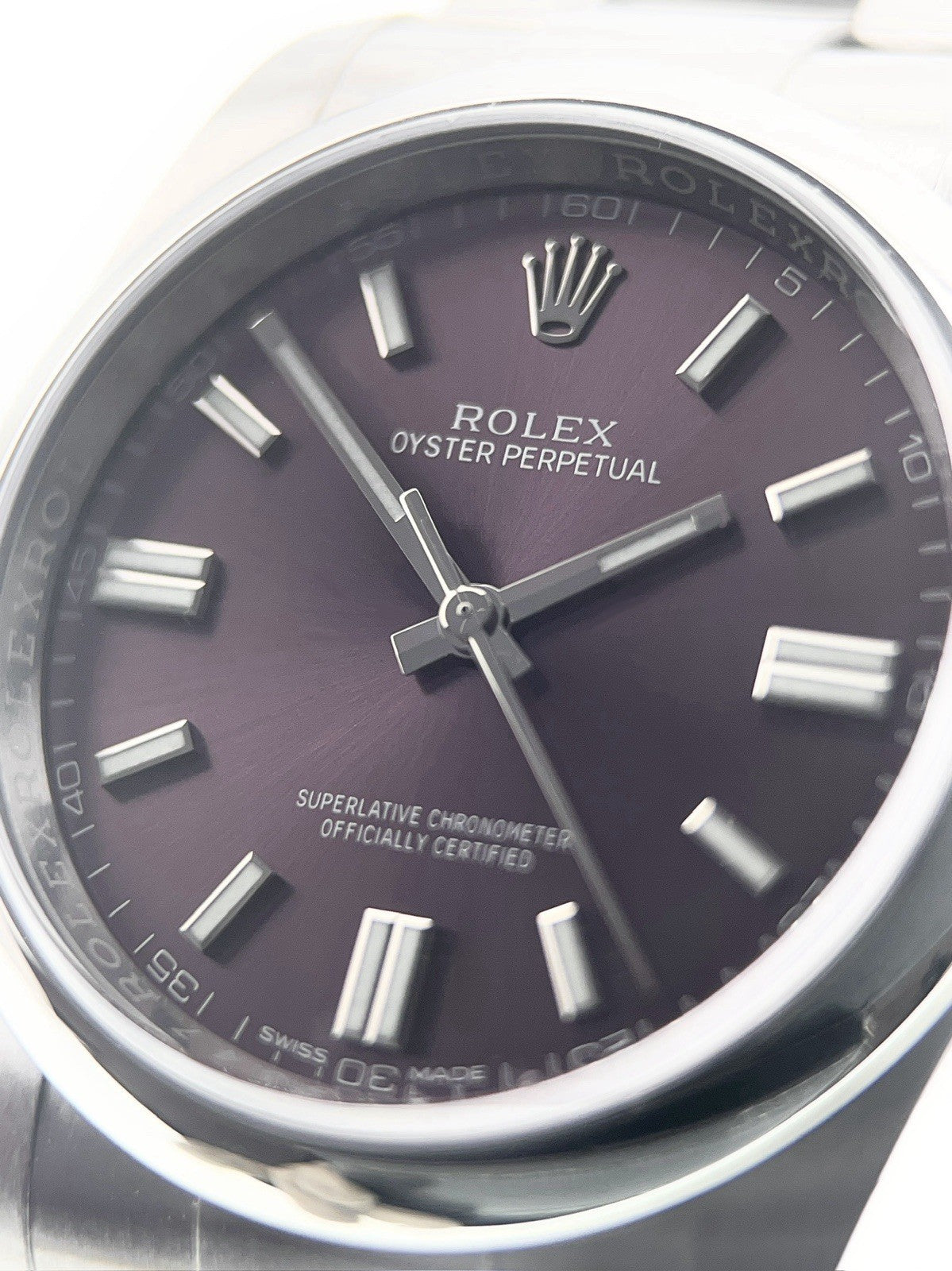 Rolex Oyster Perpetual Steel Purple Grape Dial 36mm Automatic Mens Watch 116000